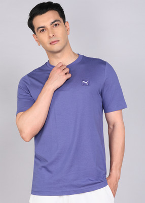PUMA Solid Men Crew Neck Blue T-Shirt