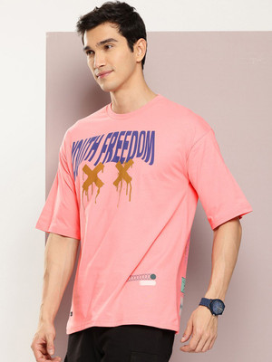 Kook N Keech Printed Men Round Neck Pink T-Shirt