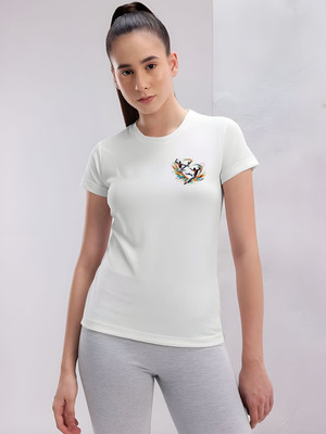 SZN Graphic Print Women Round Neck White T-Shirt