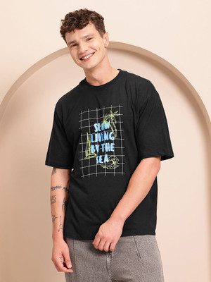 Mast & Harbour Printed Men Round Neck Blue T-Shirt