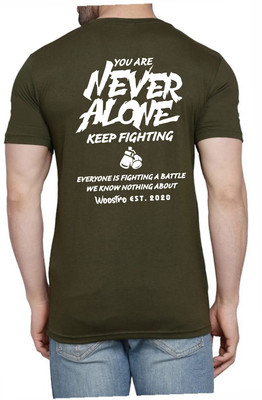 WOOSTRO Printed Men Round Neck Dark Green T-Shirt