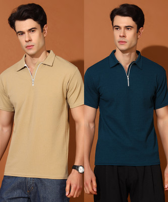 METRONAUT Solid Men Polo Neck Multicolor T-Shirt