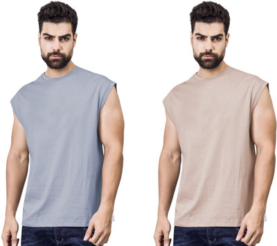 I&D Solid Men Round Neck Multicolor T-Shirt