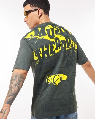 BEWAKOOF Graphic Print Men Round Neck Grey T-Shirt