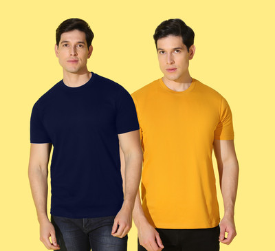 WOOSTRO Solid, Printed Men Round Neck Blue, Red T-Shirt