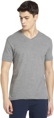 JOCKEY Solid Men V Neck Grey T-Shirt