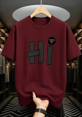 Madilyn Typography Men Round Neck Maroon T-Shirt