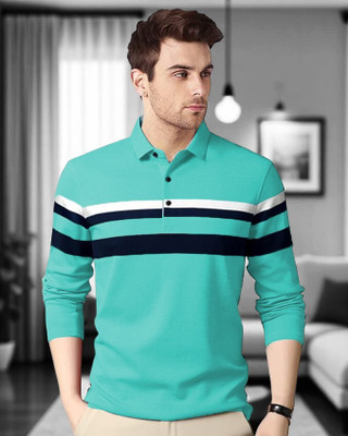 FASHIUM Printed Men Polo Neck Green T-Shirt