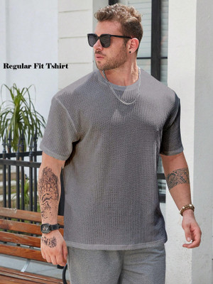The Modern Soul Self Design Men Round Neck Grey T-Shirt