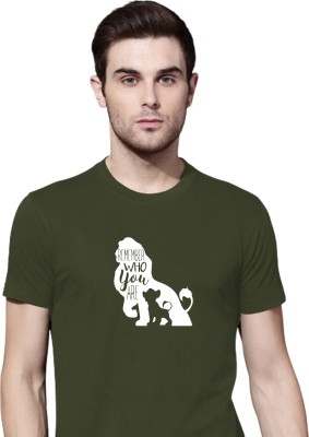 Organic Chics Typography Men Round Neck Green T-Shirt