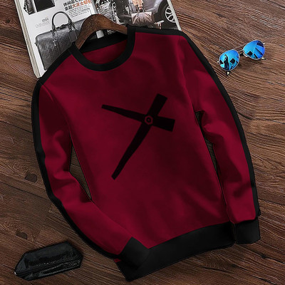 Autna Colorblock Men Round Neck Maroon T-Shirt