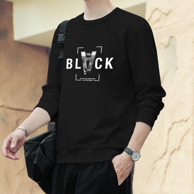 Manly Tees Printed, Typography Men Round Neck Black T-Shirt