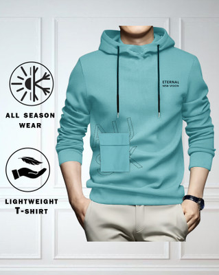 AOOSH Printed Men Hooded Neck Multicolor, Black T-Shirt