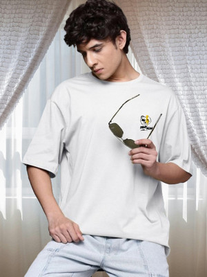 Dark Drive Printed Men Round Neck White T-Shirt
