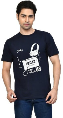 altius Graphic Print Men Round Neck Dark Blue T-Shirt