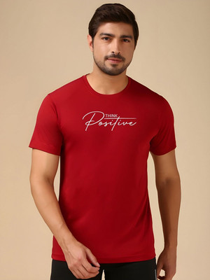 SZN Graphic Print Men Round Neck Maroon T-Shirt