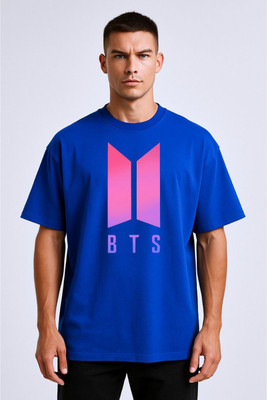 BLOSSOMTRADER Printed Men Round Neck Blue T-Shirt