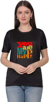 zoomonline Graphic Print Women Round Neck Black T-Shirt