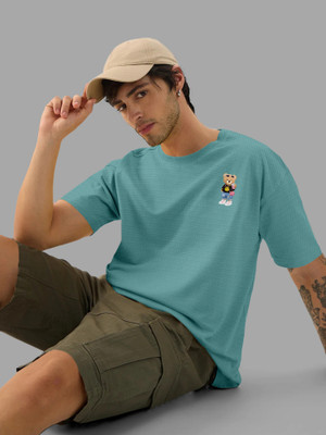 Trend Twisst Graphic Print Men Round Neck Light Green T-Shirt