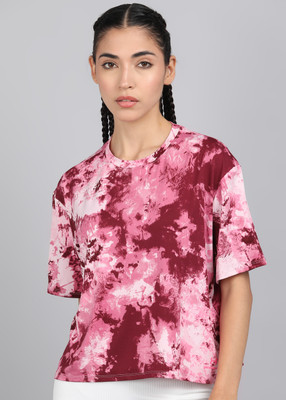 UNDER ARMOUR Tie & Dye Women Round Neck Red T-Shirt