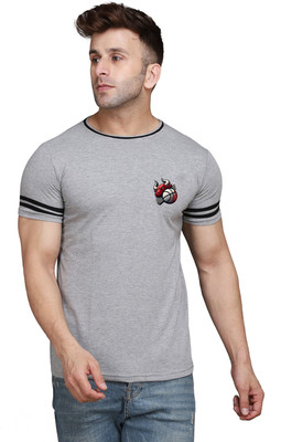 tfurnish Printed Men Round Neck Silver T-Shirt