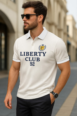 Dagcros Printed Men Polo Neck White T-Shirt