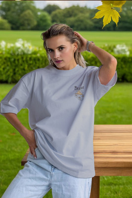 BLURR Printed Women Round Neck Grey T-Shirt