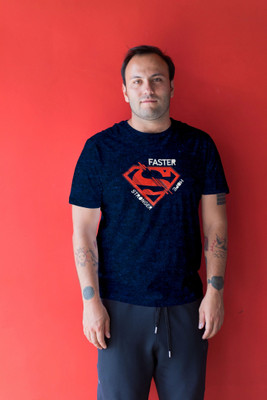 Binayak Printed Men Round Neck Dark Blue T-Shirt