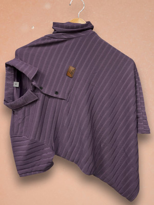 Nat Jastica Self Design Men Polo Neck Purple T-Shirt