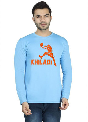 LV CARE Printed, Self Design Men Round Neck Blue T-Shirt