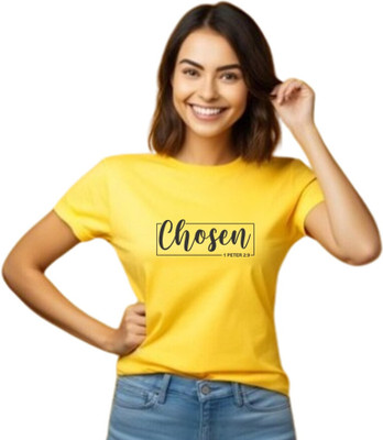 Witty Curls Printed Women Round Neck Yellow T-Shirt