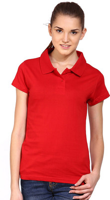Ap'pulse Solid Women Polo Neck Red T-Shirt
