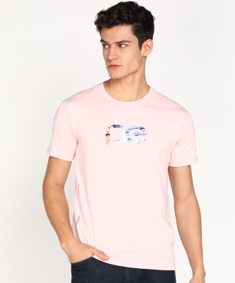 PETER ENGLAND Typography Men Round Neck Pink T-Shirt