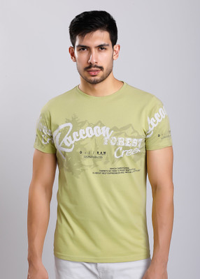 HIGHTRIBE Printed Men Round Neck Black T-Shirt
