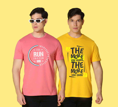 WOOSTRO Printed, Solid Men Polo Neck Multicolor T-Shirt