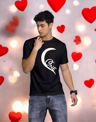 Triptee Typography Men Round Neck Black T-Shirt
