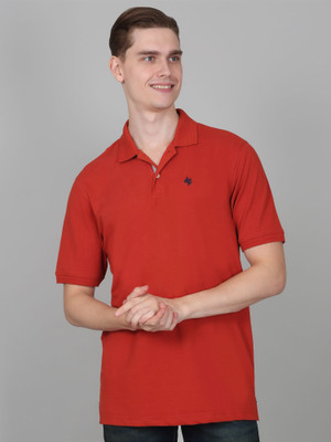 CANTABIL Solid Men Polo Neck Red T-Shirt