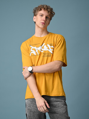 KILLER Printed Men Round Neck Yellow T-Shirt