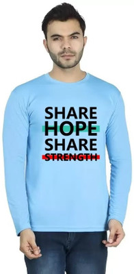 LV CARE Solid Men Round Neck Blue T-Shirt