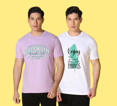 WOOSTRO Printed Men Round Neck Multicolor T-Shirt