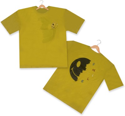 MK Printed Men Round Neck Yellow T-Shirt