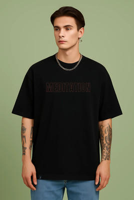 DESIREBEL Printed Men Round Neck Black T-Shirt