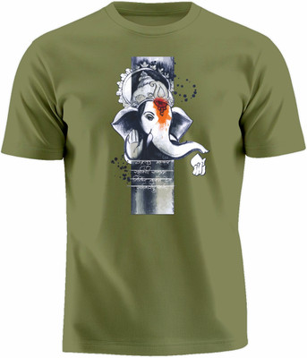 Luv My India Graphic Print Men Round Neck Green T-Shirt