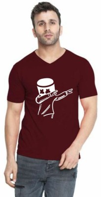 Madhav Creation Printed Men Round Neck Maroon T-Shirt