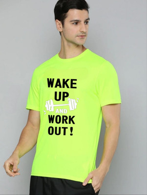 SPOWEARY Printed Men Round Neck Light Green T-Shirt