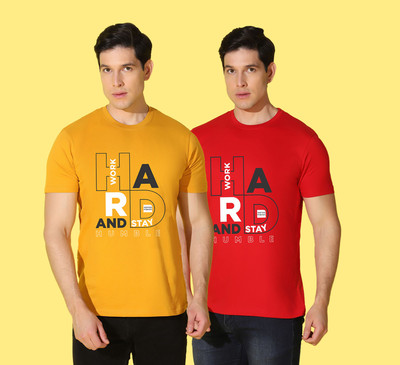WOOSTRO Printed Men Round Neck Multicolor T-Shirt