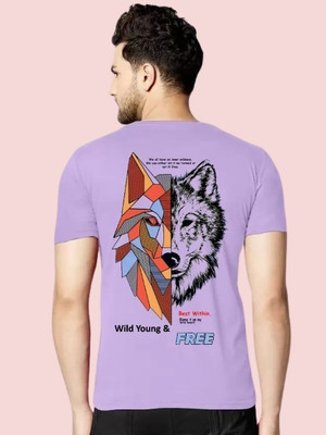 Parona Printed Men Round Neck Purple T-Shirt