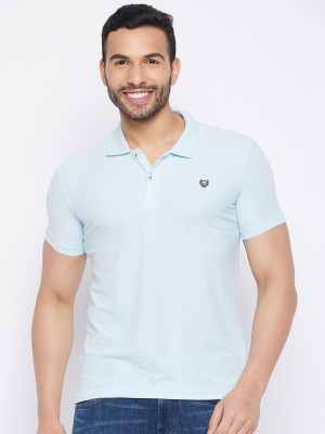 DUKE Solid Men Polo Neck Blue T-Shirt