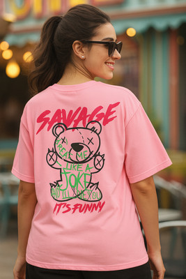 SZN Solid Women Round Neck Pink T-Shirt