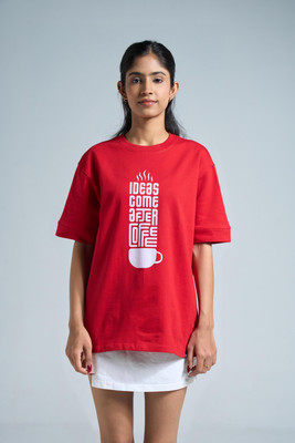 VEYRE Graphic Print Women Round Neck Red T-Shirt